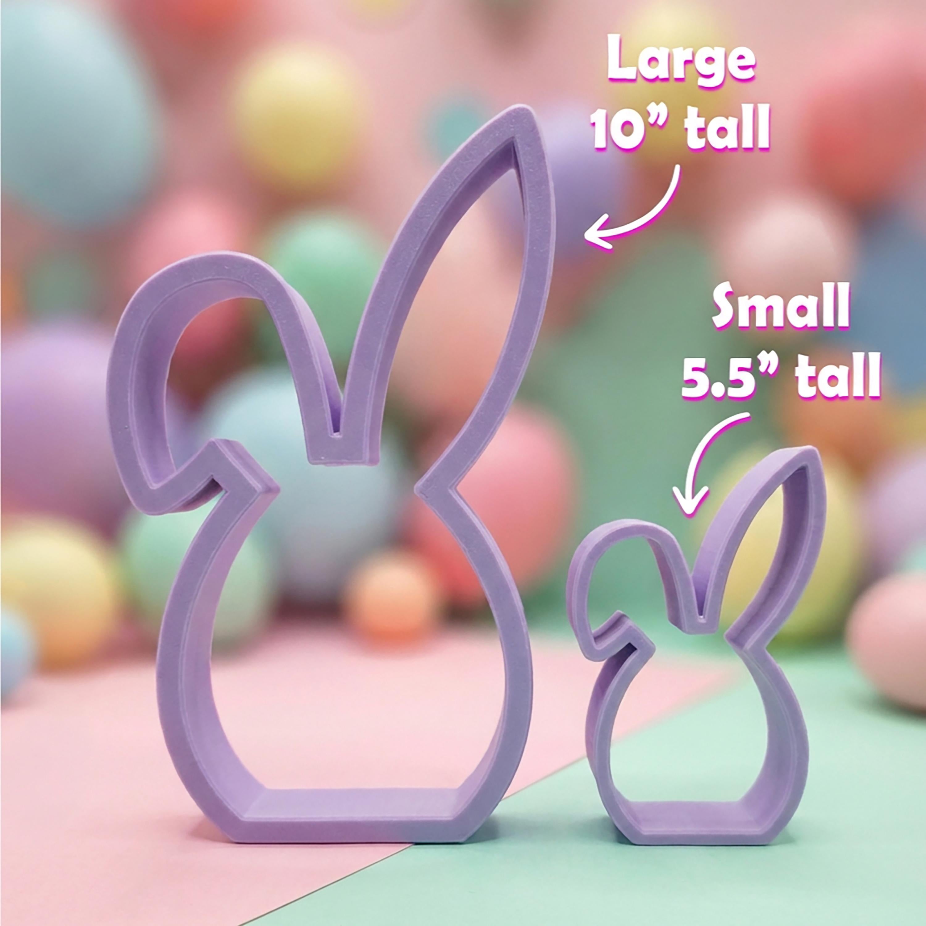 Floppy ear Easter bunny shelf sitter size comparison – small and large, made in USA