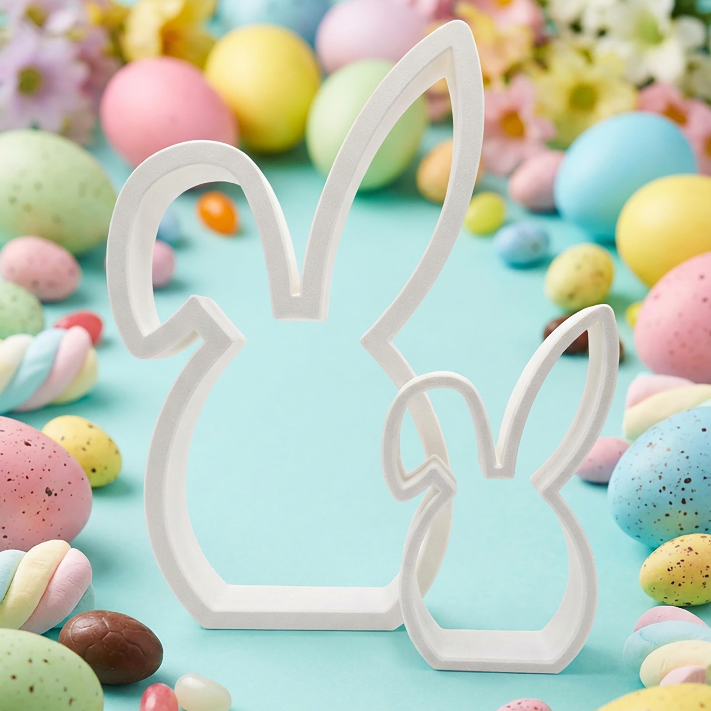 White floppy ear Easter bunny shelf sitter – minimalist spring home decor, made in USA