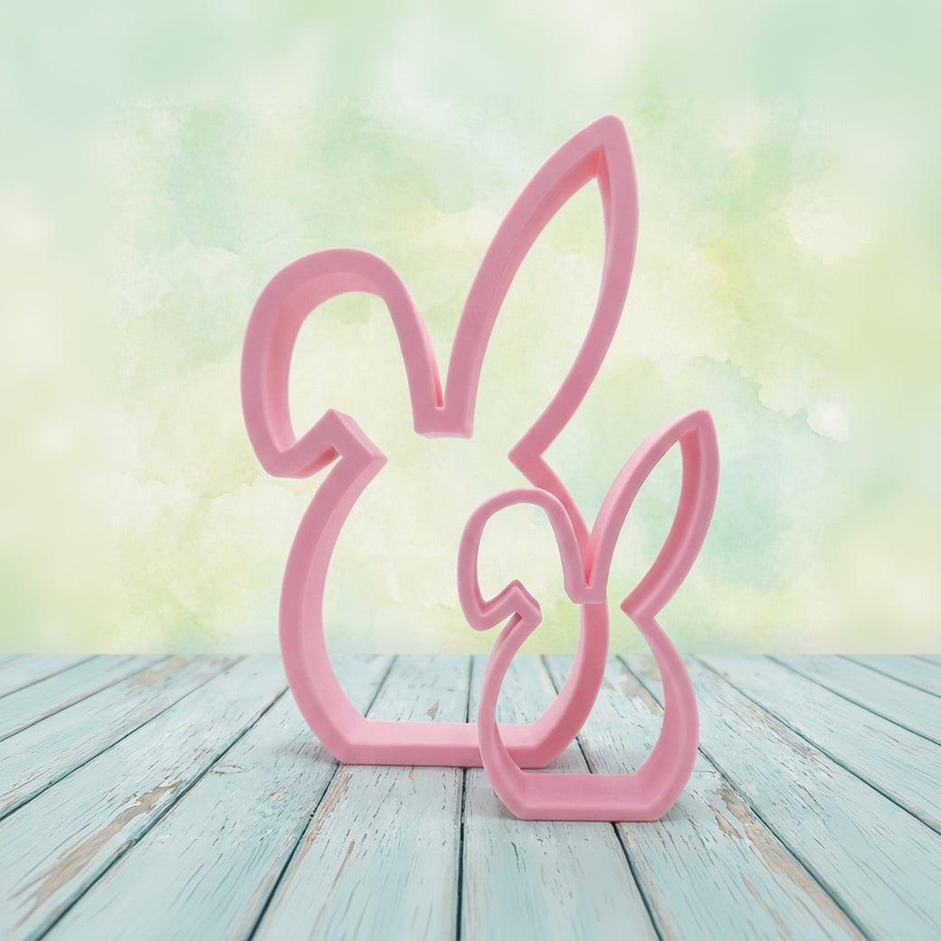 Pink floppy ear Easter bunny shelf sitter – pastel spring home decor, made in USA