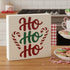 Ho Ho Ho Christmas sign with candy canes on kitchen counter – holiday shelf decor, made in USA