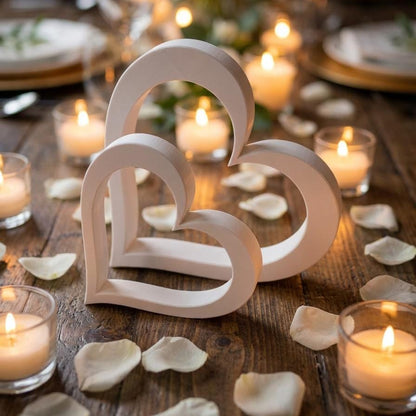 Heart shelf sitter with candles and rose petals – Valentine&
