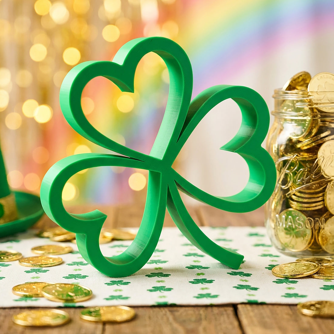 Clover shelf sitter styled on St. Patrick&