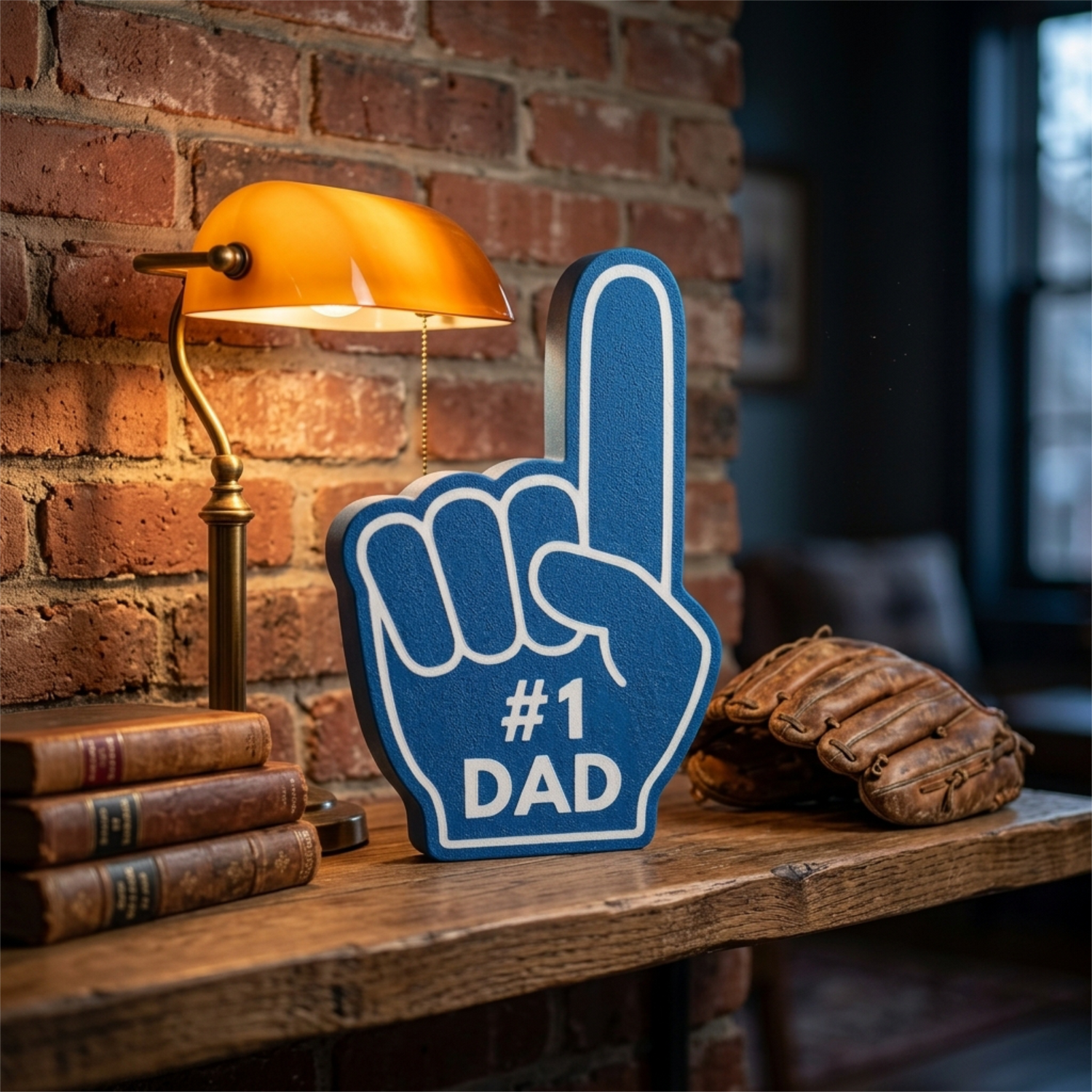 Number 1 Dad Sign, Made in USA, Funny Gift for Dad, Foam Finger Style Desk Decor, Sports Dad Man Cave Gift, 