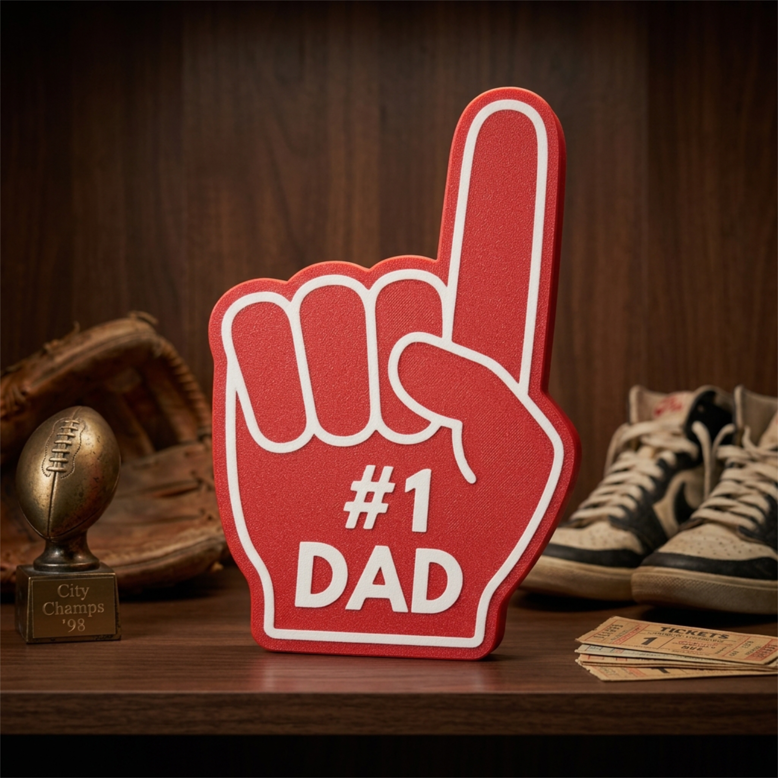 Number 1 Dad Sign, Made in USA, Funny Gift for Dad, Foam Finger Style Desk Decor, Sports Dad Man Cave Gift, 