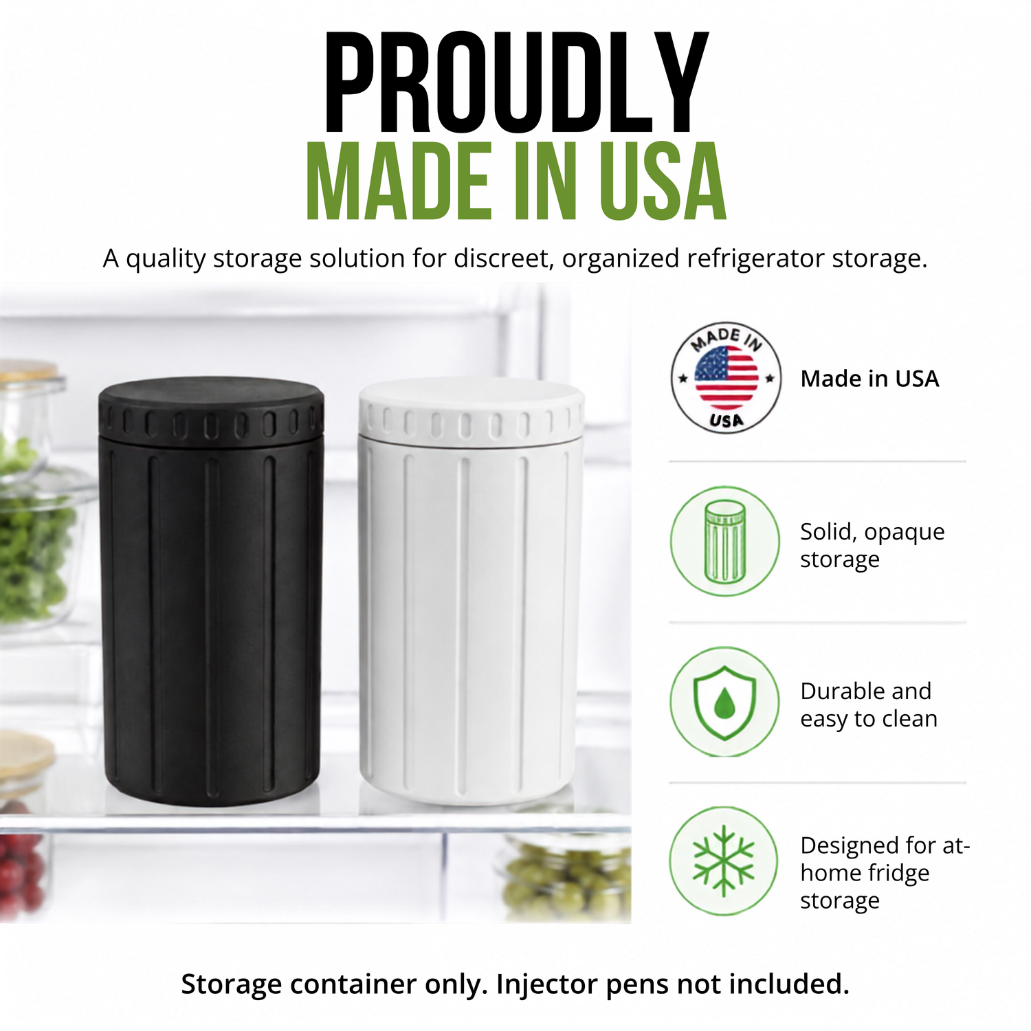 GLP1 Storage Case for Fridge, Made in USA, Fits Zepbound Mounjaro and Trulicity Pens