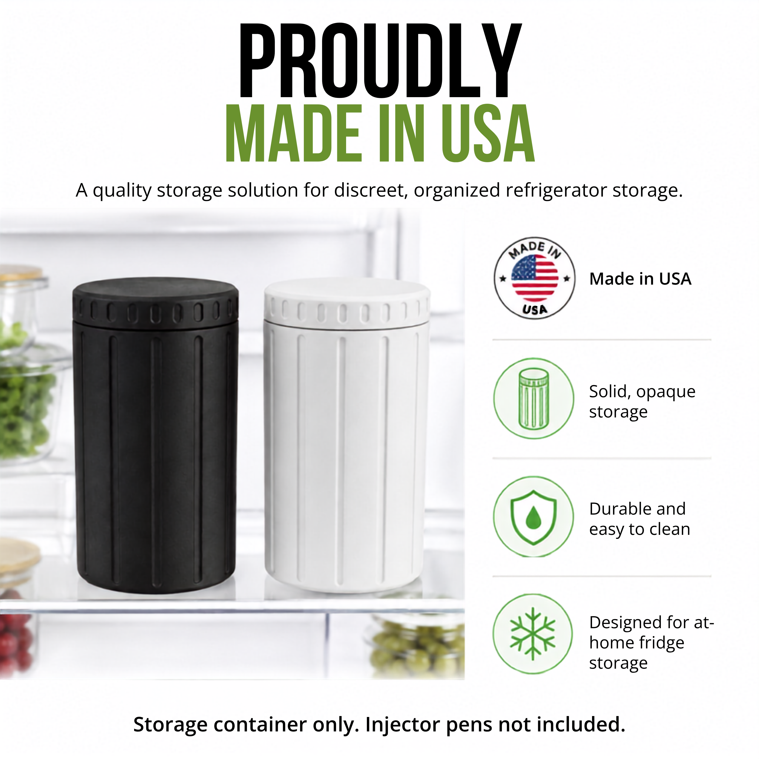 GLP1 Storage Case for Fridge, Made in USA, Fits Zepbound Mounjaro and Trulicity Pens