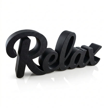 Relax sign color options – black and white farmhouse bathroom shelf decor, made in USA