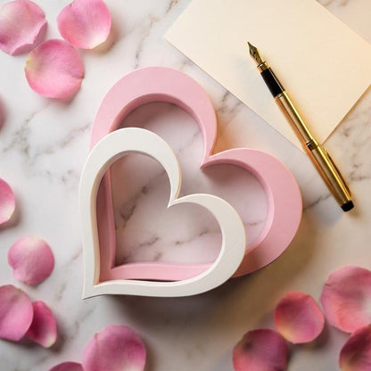 Heart shelf sitters set of 2 in pink and white – Valentine&