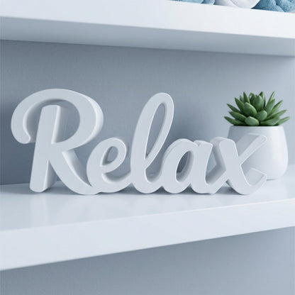 Relax sign on bathroom shelf with small succulent – spa home decor, made in USA