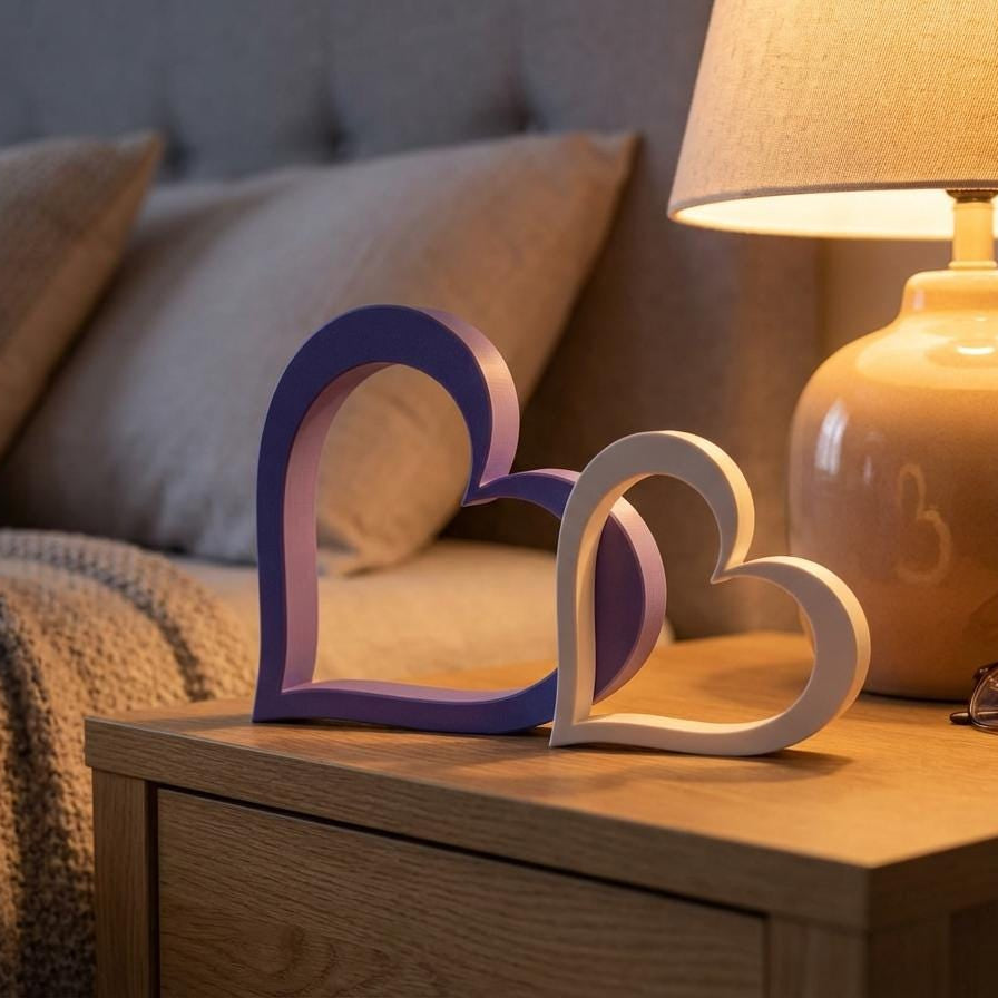 Heart shelf sitter on nightstand – romantic Valentine&