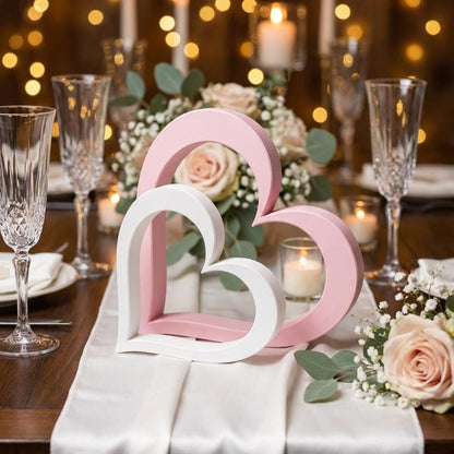 Heart shelf sitter set styled with flowers – Valentine&