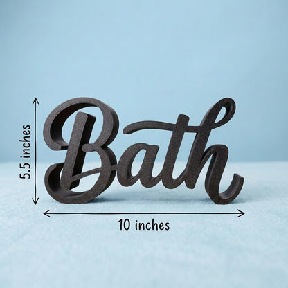 Bath bathroom sign with measurements – farmhouse shelf decor size guide, made in USA