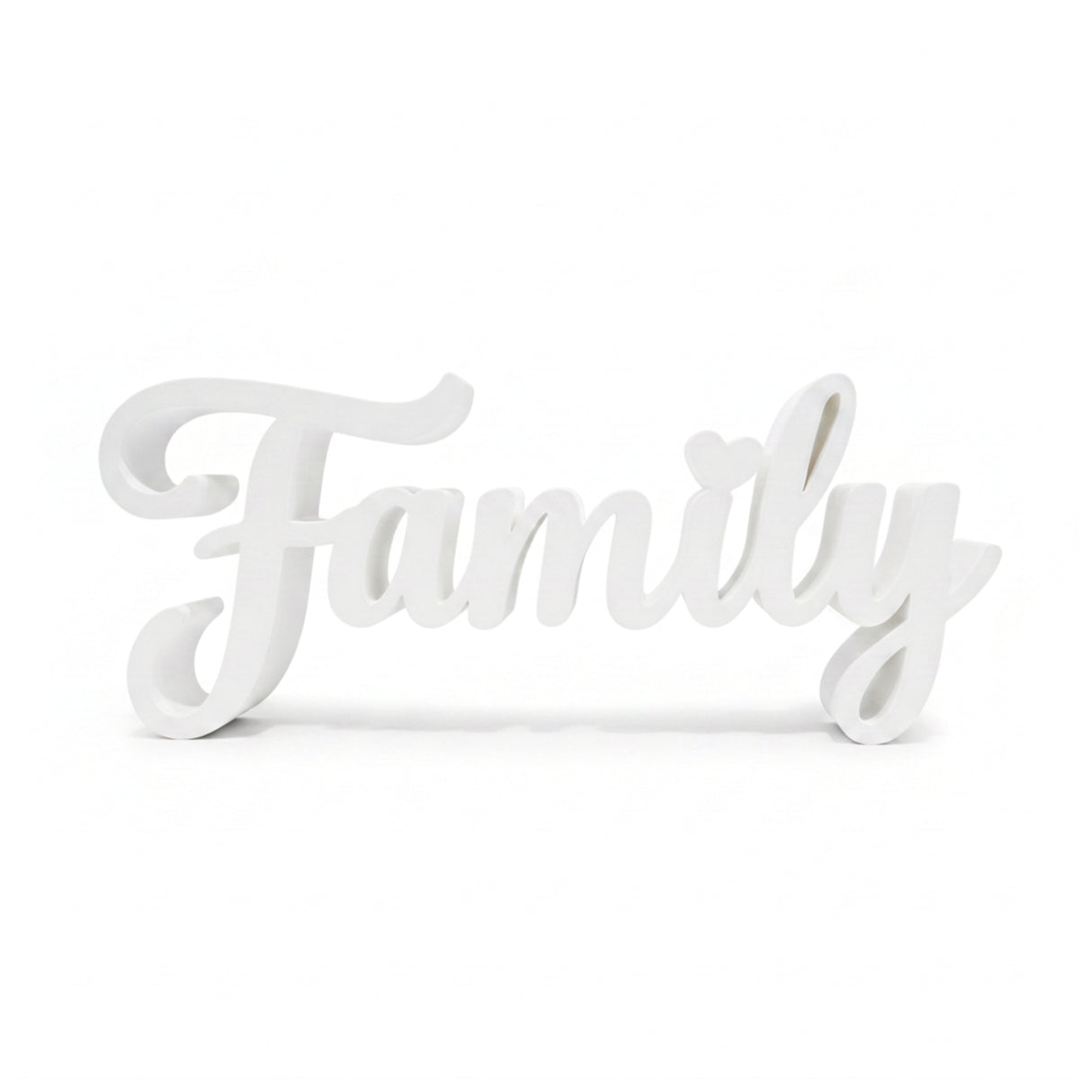 Family Sign, Made in USA, Freestanding Word Sign for Shelf, Mantle, or Tiered Tray, Farmhouse Home Decor, Black or White, Large or Small