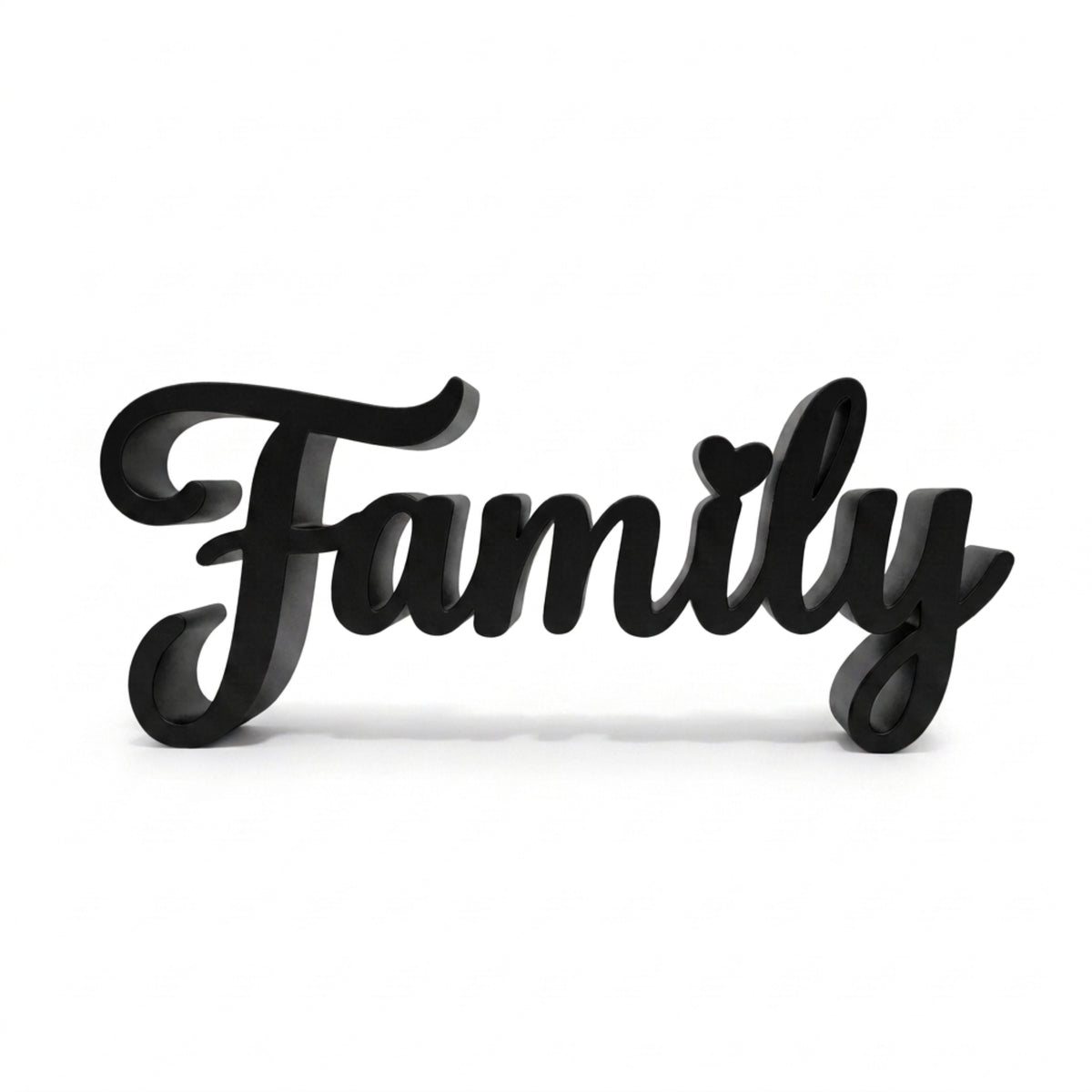 Family Sign, Made in USA, Freestanding Word Sign for Shelf, Mantle, or Tiered Tray, Farmhouse Home Decor, Black or White, Large or Small