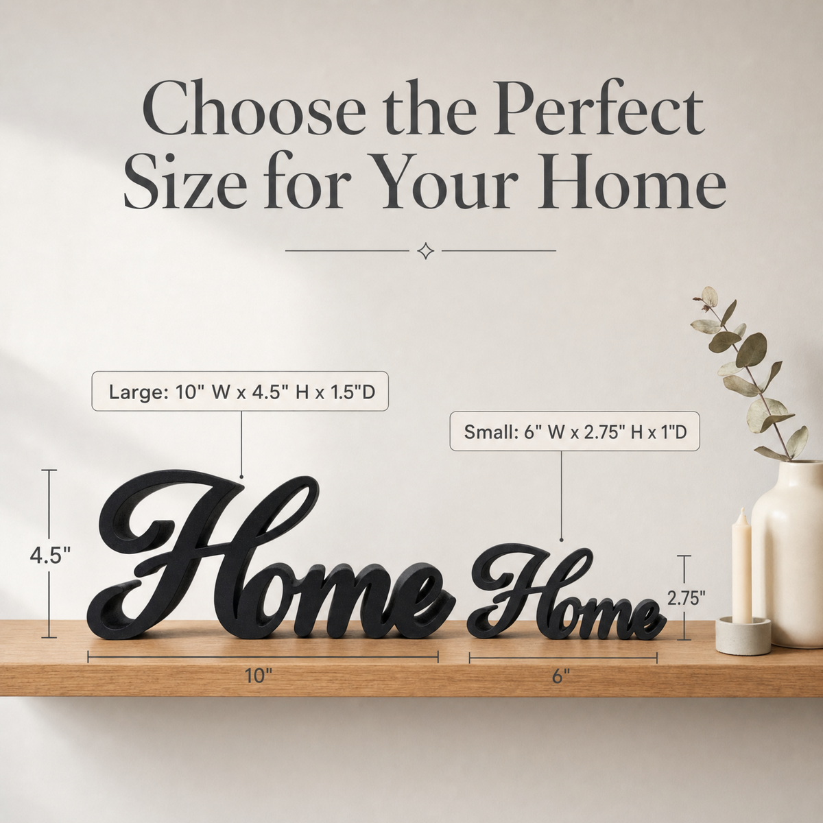 Home Sign, Made in USA, Freestanding Home Decor Sign for Shelf or Wall, Farmhouse Home Decor, New Home Gift, Entryway Decor, Large or Small, Black or White