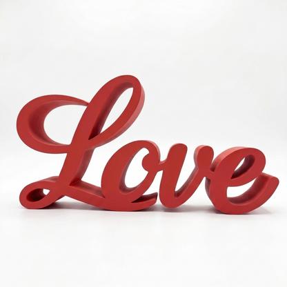 Love Sign, Made in USA, Freestanding Love Wall Art for Shelf, Mantle, Tiered Tray, Word Decor for Bedroom, Nursery, Wedding, Black White Purple Pink Red
