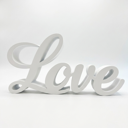 Love Sign, Made in USA, Freestanding Love Wall Art for Shelf, Mantle, Tiered Tray, Word Decor for Bedroom, Nursery, Wedding, Black White Purple Pink Red
